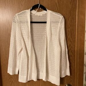 Chic White Open-Knit Women's Cardigan